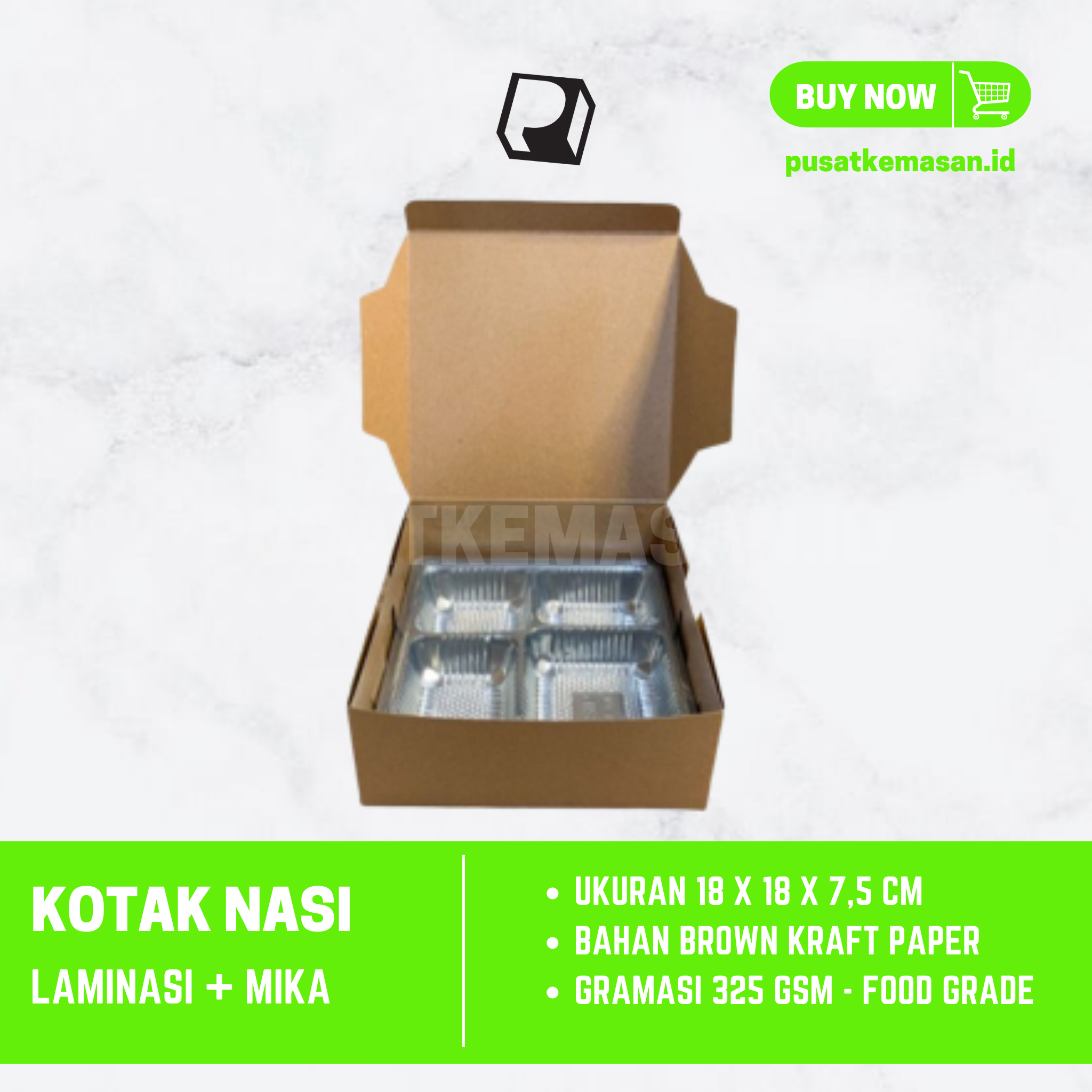 Kotak Nasi Kraft Laminasi Mika Ukuran 18 X 18 Pusatkemasanid 