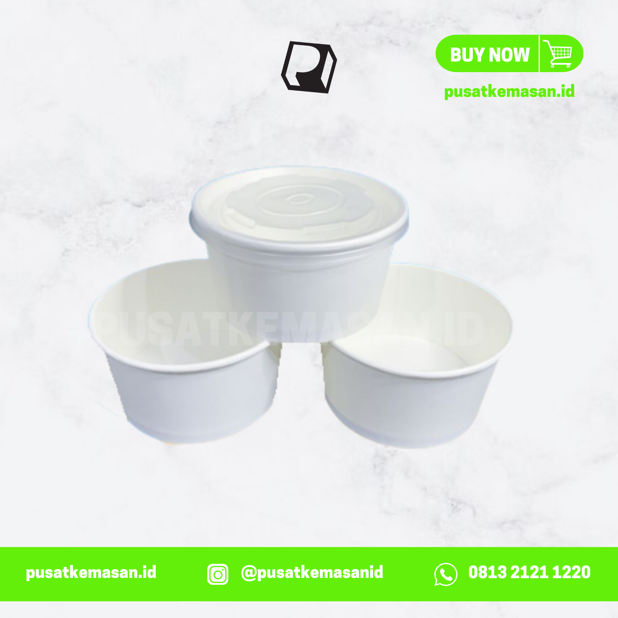 Paper Rice Bowl Putih 500ml Tanpa Tutup - pusatkemasan.id