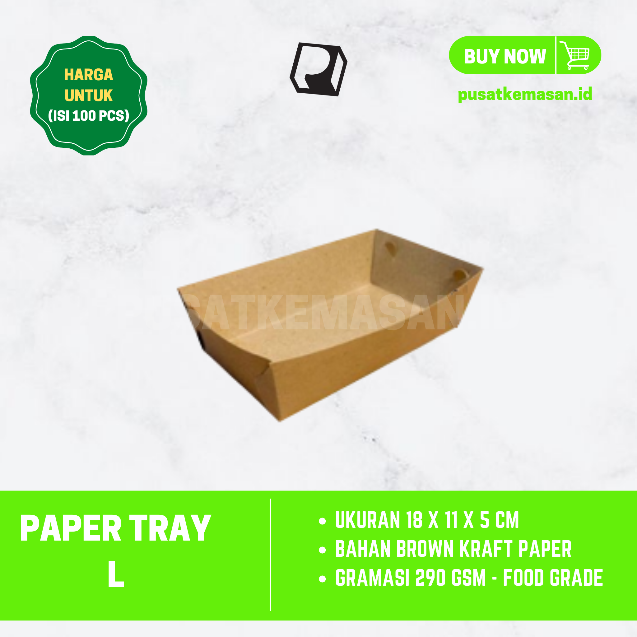 Paper Tray Kraft Ukuran L PTK181105 pusatkemasan.id